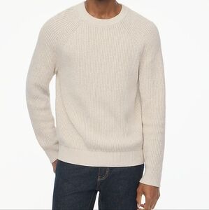 Raglan shaker-stitch crewneck sweater